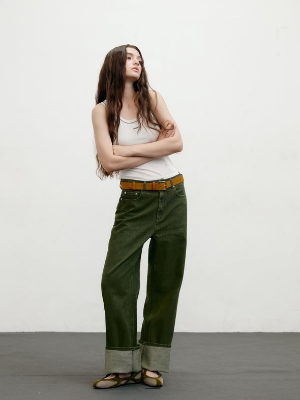 OLIVE Turned Up Jeans