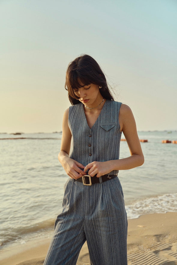 BLUE MARBLE STRIPE PANT