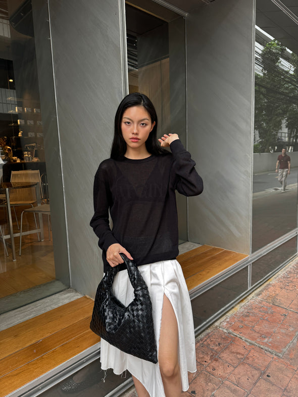 MIA MESH SWEATER in Black